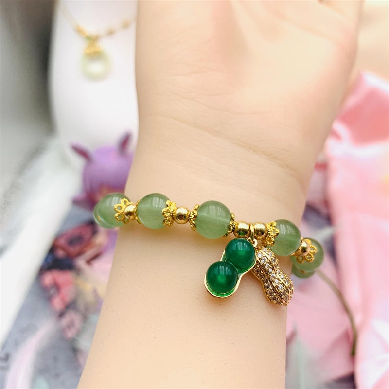 HeTian Jade Bracelet with Top Quality Green Jade Peanuts