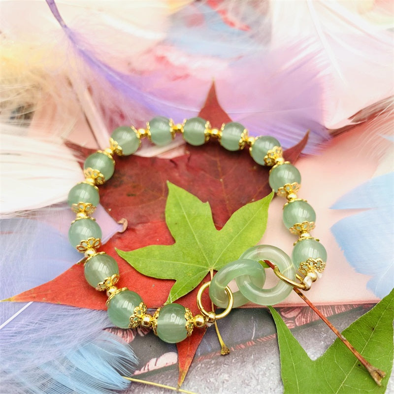 HGSB04 HeTian Jade Bracelet with Chain Rings Happy Girls Store