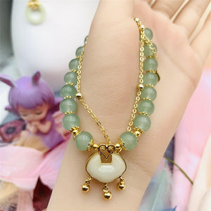 HeTian Jade Bracelet with Long Life Lock