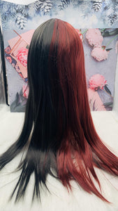 Black with Claret Long Wig
