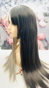 Black with Gray Long Wig for Women