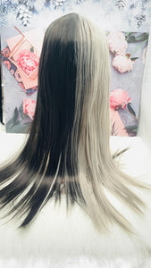 Black with Gray Long Wig for Women